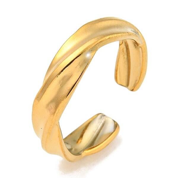 Ion Plating(IP) Twist 304 Stainless Steel Open Cuff Finger Rings for Unisex