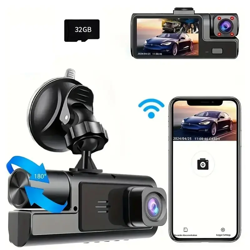 Dash Cameras For Vehicles, 1 Set 2 Channel 1080P Full HD Front & Inside Wide Angle Car Driving Recorder, IPS Screen Dashboar...
