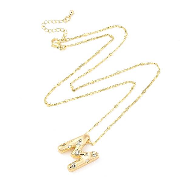 Brass Micro Pave Clear Cubic Zirconia Pendant Necklaces