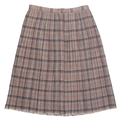 IONA Womens Pleated Skirt Red Knee Length Wool Check M