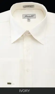 Fratello French Cuff Ivory - Herringbone Tweed Stripe Big And Tall Sizes 18 19 20 21 22 Inch Neck Men's Dress Shirt