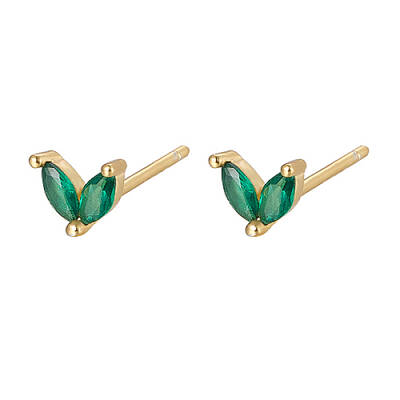Golden 925 Sterling Silver Micro Pave Cubic Zirconia Stud Earrings