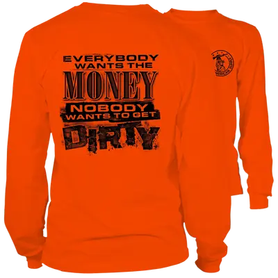 Dirty - Long Sleeve Safety Orange Hi-Vis T-Shirt