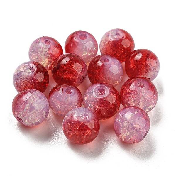 Transparent Spray Painting Crackle Glass Beads