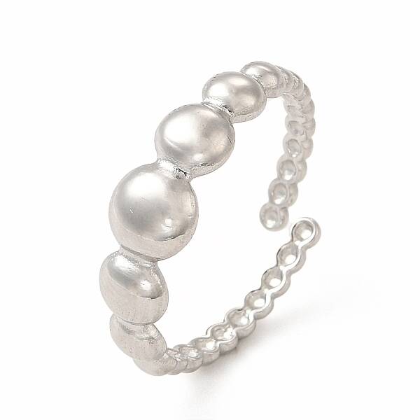 Non-Tarnish 304 Stainless Steel Flat Round Open Cuff Ring for Women