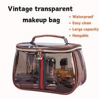 Transparent vanity bag makeup bag waterproof cosmetic bag large capacity retro vintage hand bag toiletry bag travle ladies wo...