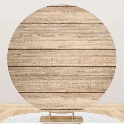 Simple Nature Wood Wall Round Backdrop For Birthday - Aperturee