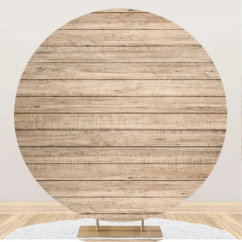 Simple Nature Wood Wall Round Backdrop For Birthday - Aperturee