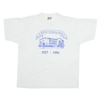 SCREEN STARS BEST West Milwaukee 1927-1992 Mens T-Shirt Grey 90s XL