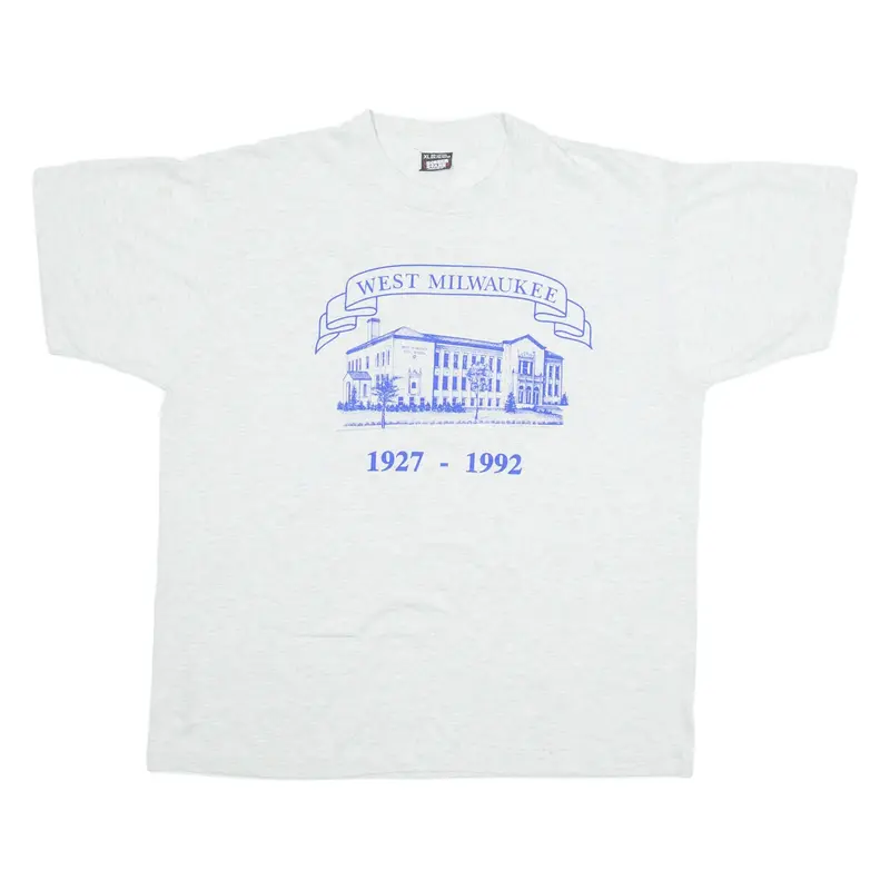 SCREEN STARS BEST West Milwaukee 1927-1992 Mens T-Shirt Grey 90s XL