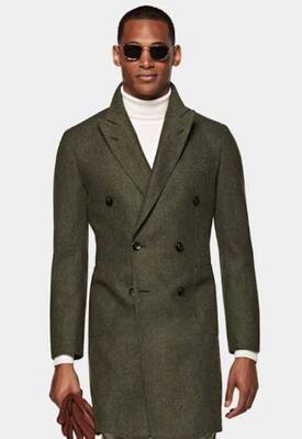 Big and Tall Peacoat - Mens Big and Tall Peacoat - Olive Green