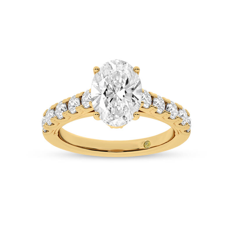 Reno Pavé Set Oval Lab Grown Cathedral Diamond Engagement Ring | 18K Yellow Gold 4 1/6 CT. TW.
