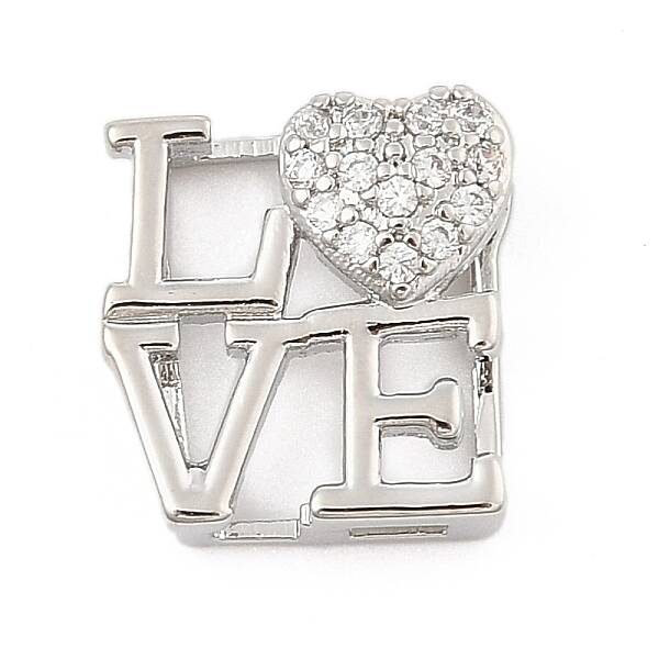 Brass Micro Pave Cubic Zirconia Slide Charms