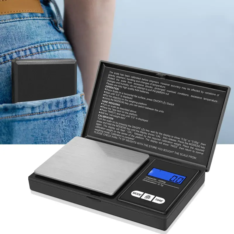 Portable Digital Scale, Mini Pocket Scale, Small Digital Scale, LCD Display Scale, Handheld Scale for Home, Office, Kitchen, ...