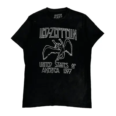 1977 Usa Led Zeppelin Band T-Shirt - Medium Black Cotton