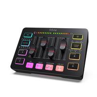 FIFINE SC3 Gaming Audio Mixer, Audio Interface with Individual Control, Volume Fader, Mute Button, RGB, 48V Phantom Power for...