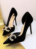 Women's Fashionable Rhinestone Decorated Bowknot Design Pumps, Elegant Pointed Toe High Heel Shoes for Party, Daily Clothing ...