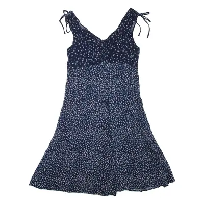 MONSOON Womens Day Dress Blue Viscose Floral Sleeveless Short UK 14