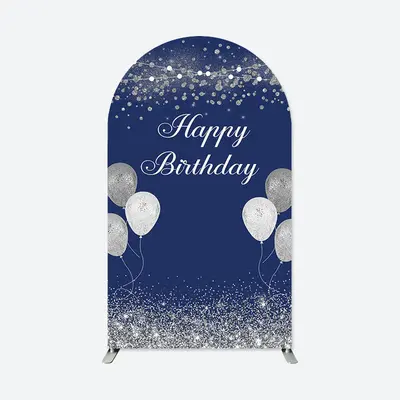 Aperturee Navy Blue Silver Balloons Arch Backdrop For Birthday | Wedding Arch Backdrop | Diy Chiara Backdrop Cover | Diy Roun...
