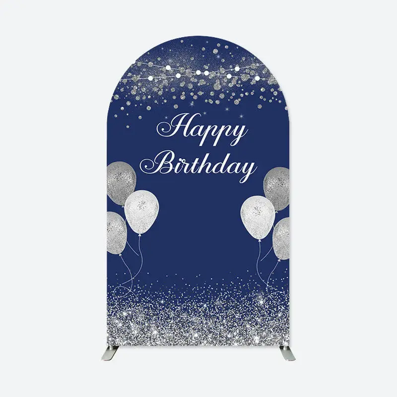 Aperturee Navy Blue Silver Balloons Arch Backdrop For Birthday | Wedding Arch Backdrop | Diy Chiara Backdrop Cover | Diy Roun...