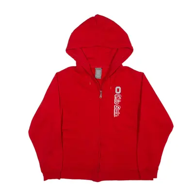 STARTER Ohio State USA Hoodie Red Full Zip Womens XL