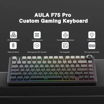 F75 Wireless Mechanical keyboard Bluetooth three-mode customized gasket full-key hot-swappable 2.4 wireless keyboard gaming...