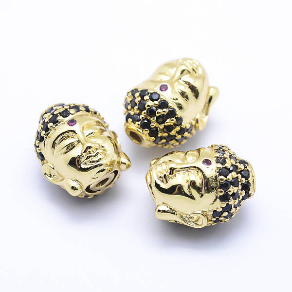 Brass Micro Pave Cubic Zirconia Beads