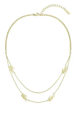 Lacoste Collana Doppia Placcata Oro Per Donna Coccodrillo 2040468