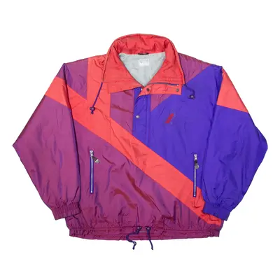 K2 Insulated 1/2 Zip Hooded Pullover Jacket Purple 80s Colourblock Womens XL
