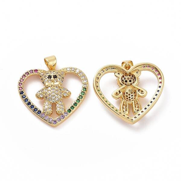 Brass Micro Pave Colorful Cubic Zirconia Pendants
