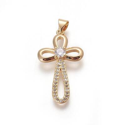 Brass Micro Pave Cubic Zirconia Pendants