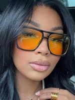 Unisex Vintage Square Frame Trendy Vintage Sunglasses, Double Bridge Fashionable Frames Sunglasses for Everyday Use, Fashion ...