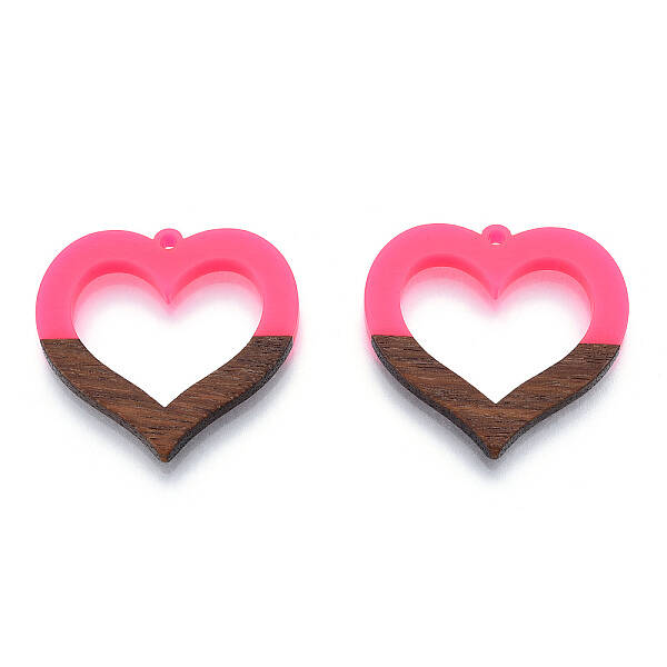 Opaque Resin & Walnut Wood Pendants