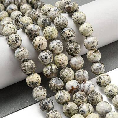 Faceted Natural Fire Crackle Agate Beads Strands