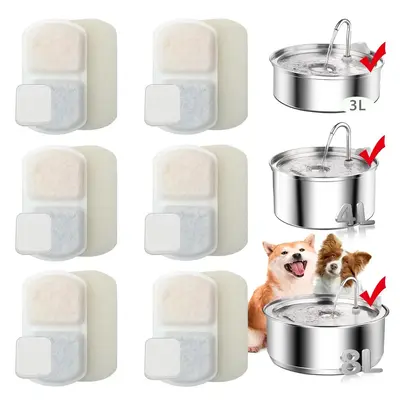 Dog Water Fountain Filters, 6/12 Pack Pet Fountain Replacement Filter Sponge for Stainless Steel Water Fountain, Dogs & Cats ...