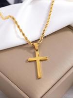 Classic Retro Design Stainless Steel Cross Pendant Necklace, Fashion Jewelry for Party, Daily Clothing Decor, Trendy All-matc...