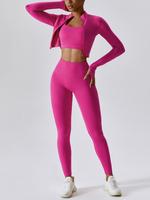 Women's Solid Criss Cross Crop Tank Top & High Waist Leggings & Zip Up Crop Jacket Tracksuit Set, Breathable Comfy Outfits fo...