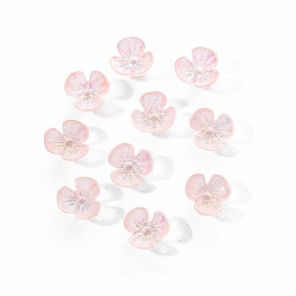 Electroplated 3-petal Flower Resin Cabochons