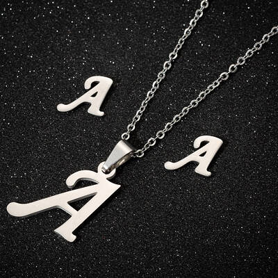 201 Stainless Steel Pendant Necklaces & Stud Earrings Sets