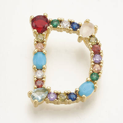 Brass Micro Pave Cubic Zirconia Golden