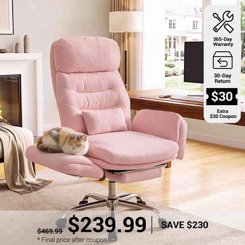 SEDETA | Cross Legged Office Chair with 30 Inch High Back 155° Reclining Foot Rest Waist Pillow Criss Cross Chair with Flip ...