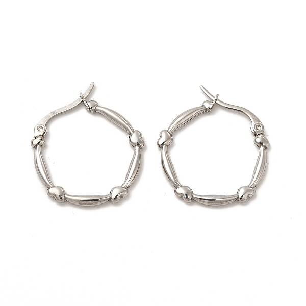 Non-Tarnish 304 Stainless Steel Heart Hoop Earrings for Women