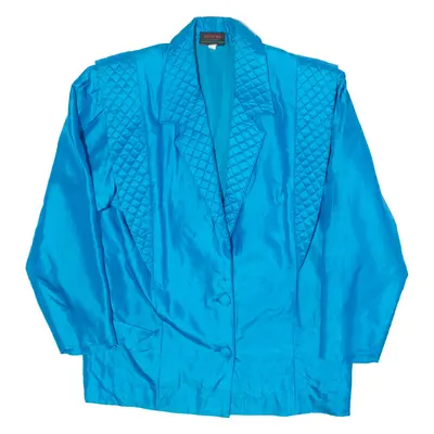 ART OF SILK Womens Blazer Jacket Blue Silk 90s UK 14