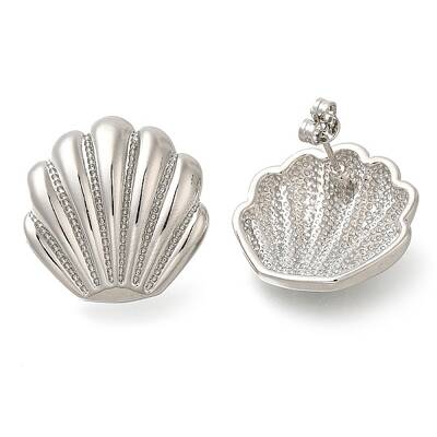 Rack Plating Shell Shapes Brass Stud Earrings