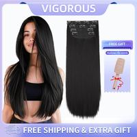 Vigorous Straight Clip in Hair Extensions 22Inch Hair Extensions for Women 4PCS Long Wavy Synthetic Soft and Natural Hairpiec...