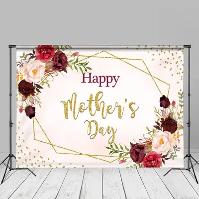 Floral Pink Happy Mothers Day Backdrop For Photo - Aperturee