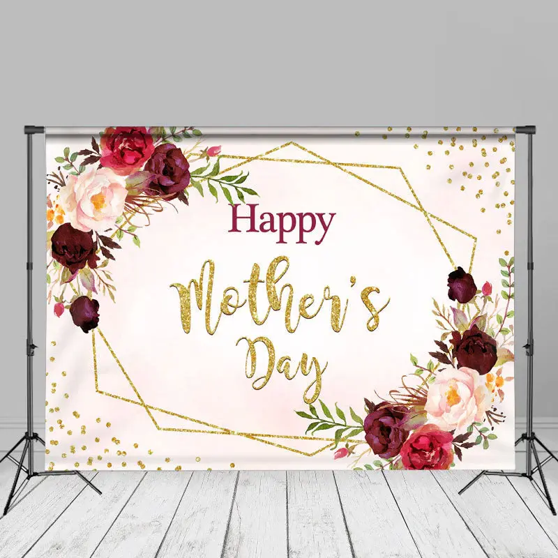 Floral Pink Happy Mothers Day Backdrop For Photo - Aperturee