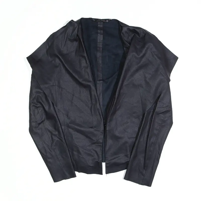 ZARA BASIC Black Faux Leather Lightweight Jacket Womens XS