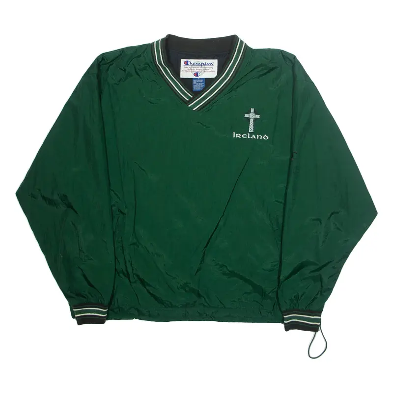 CHAMPION Mens Pullover Jacket Green Nylon XL