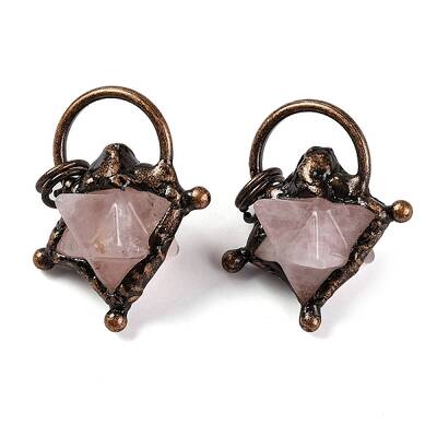 Natural Rose Quartz Merkaba Star Pendants